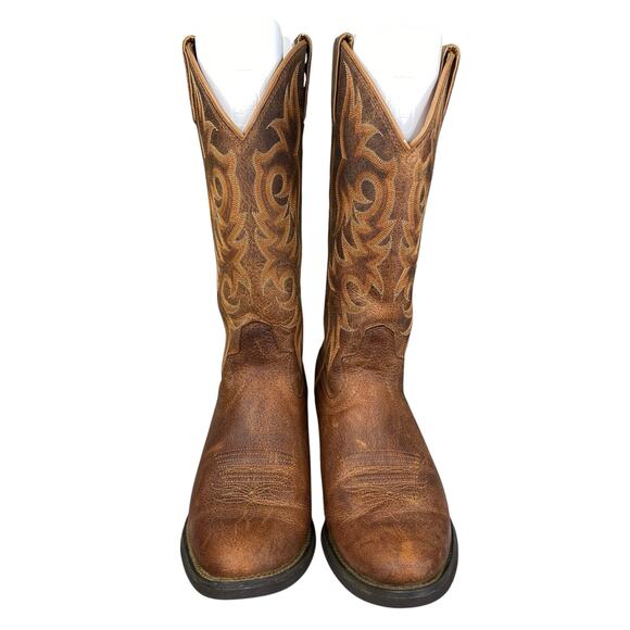 Justin Men’s Brown Leather Western Cowboy Boot Size US 8.5 D - Picture 7 of 10